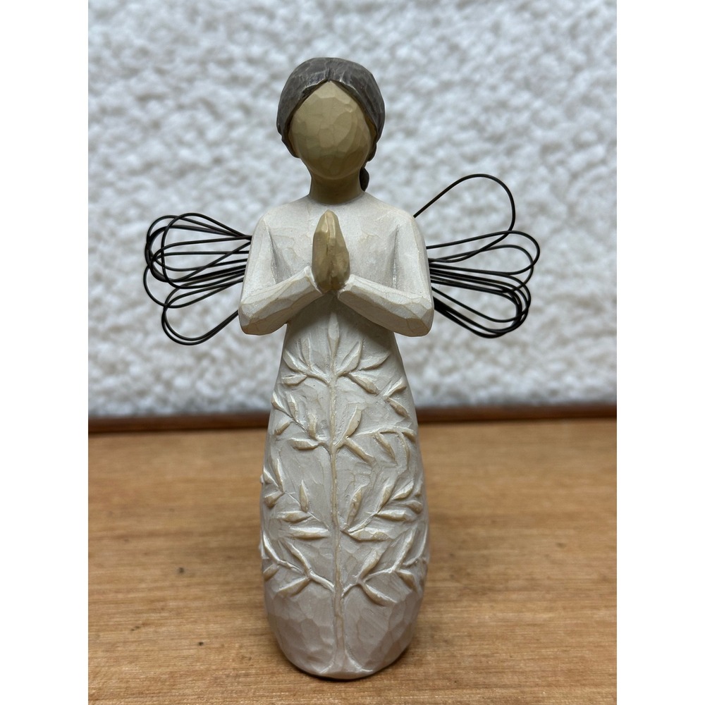 Willow Tree Angel‎ Figurine Cream Brown Prayerful Wire Wings Susan Lordi 5in